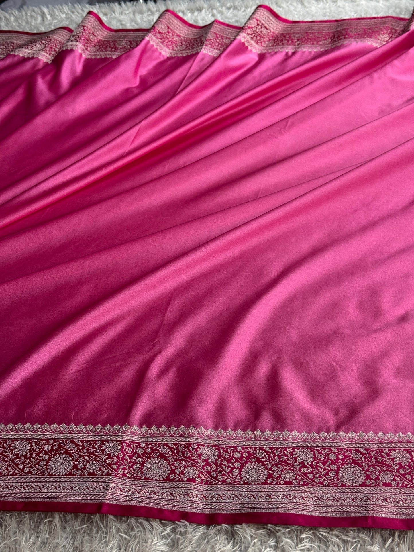 Light pink and Rani pink colour premium Banarasi Mashru katan silk saree MK284