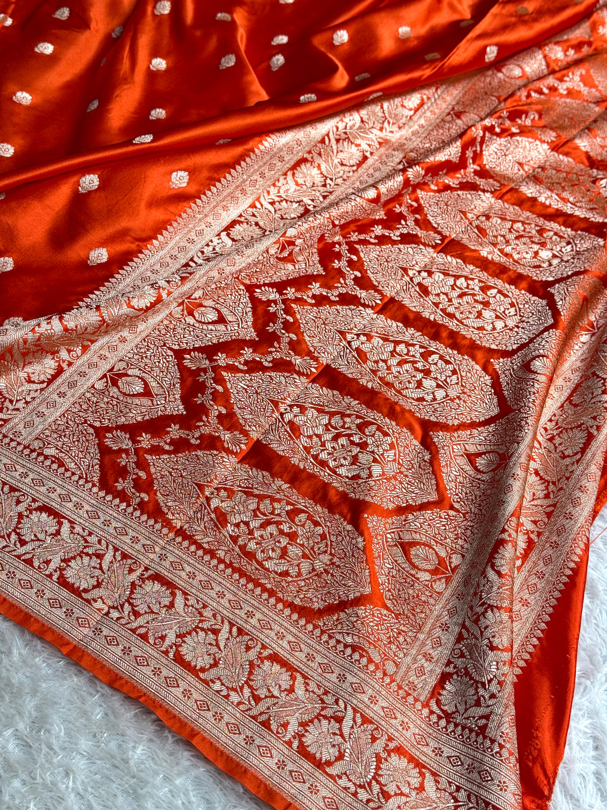 Orange colour premium Banarasi Mashru katan silk saree MK291