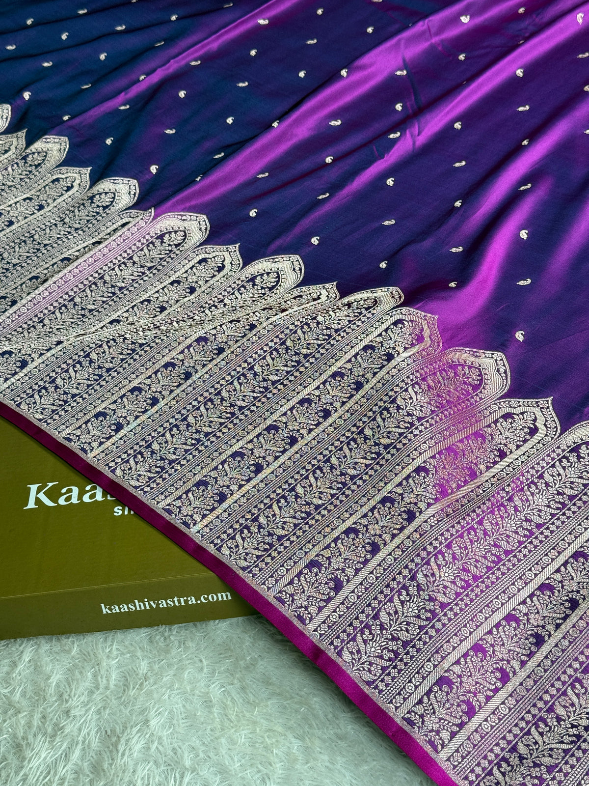 Dual shade purple colour premium Banarasi Mashru katan silk saree MK189