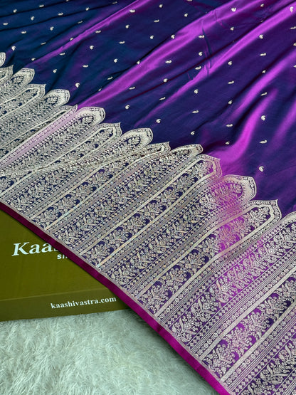 Dual shade purple colour premium Banarasi Mashru katan silk saree MK189