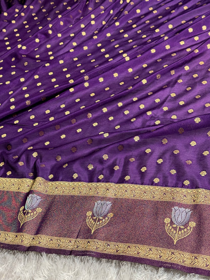 Purple colour premium Banarasi georgette silk saree CR117