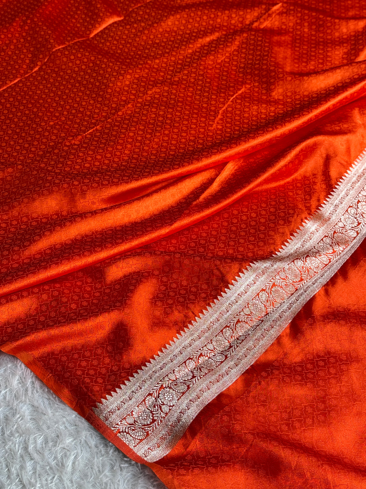 Orange colour premium Banarasi Mashru katan silk saree MK214