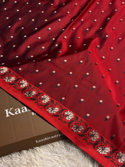 Maroon colour premium Banarasi Mashru katan silk saree MK235