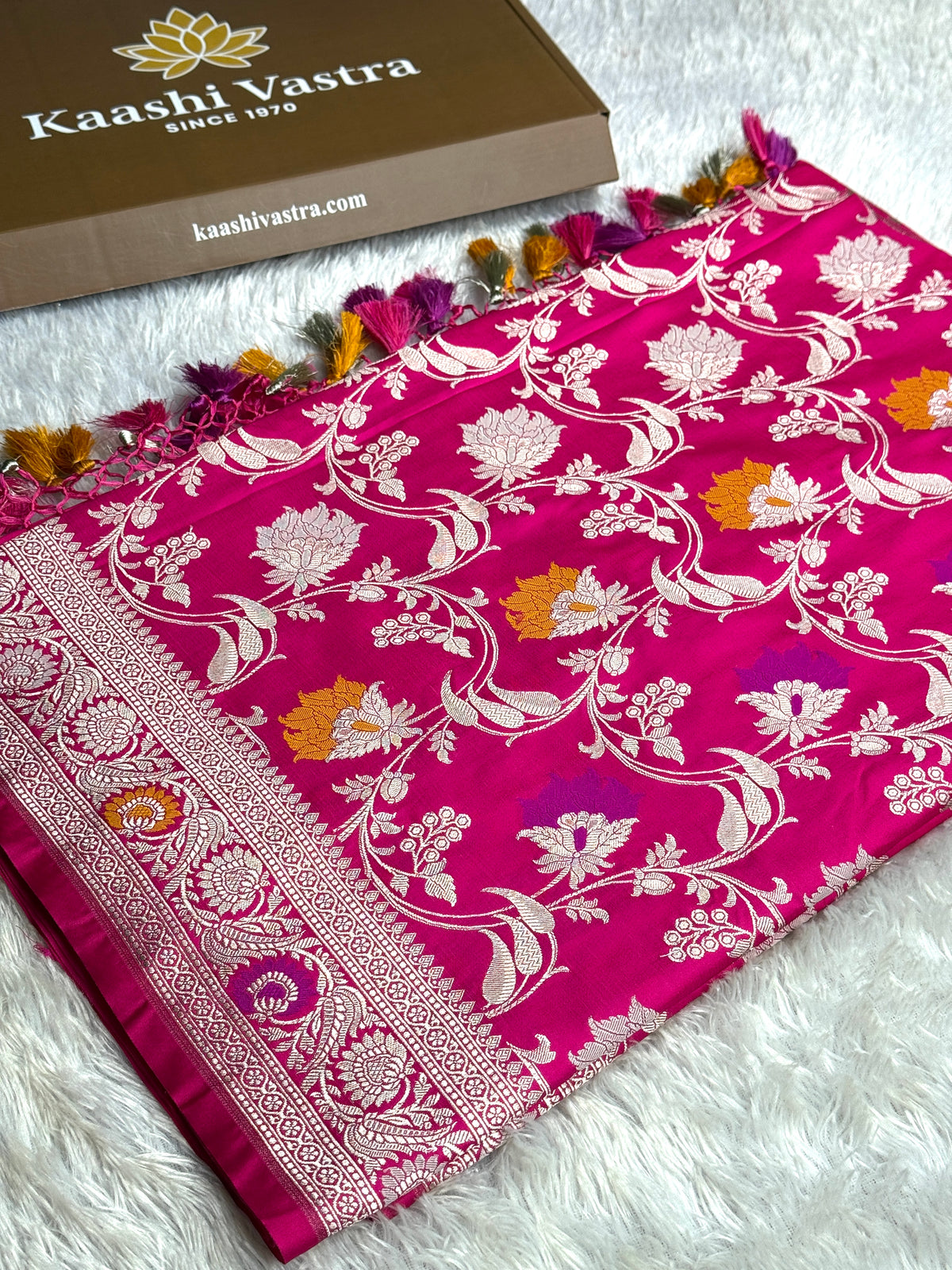 Hot pink premium Banarasi tilfi Mashru katan silk saree MK246