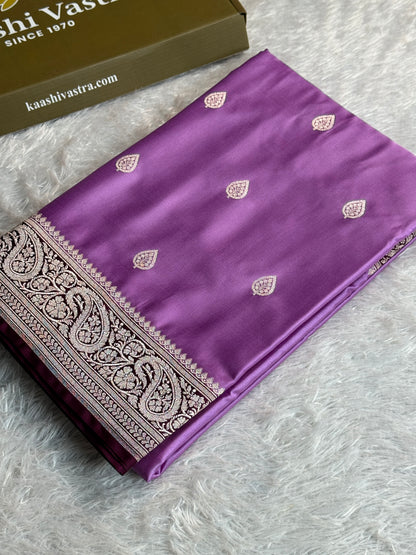Onion pink with brown colour premium Banarasi Mashru katan silk saree MK304