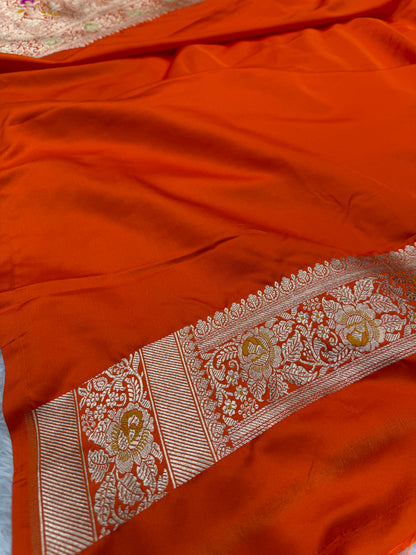 Orange premium Banarasi Mashru katan silk saree MK195