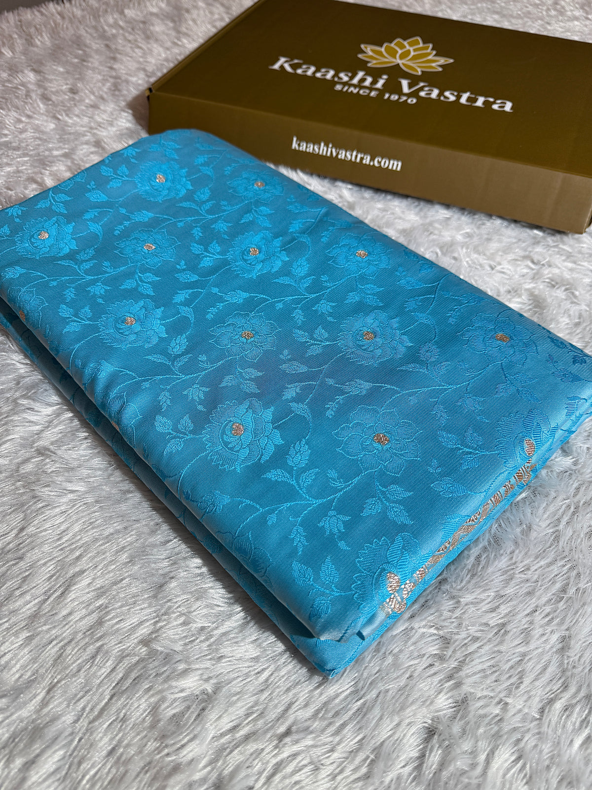 Sky blue premium Banarasi Mashru katan silk saree MK213