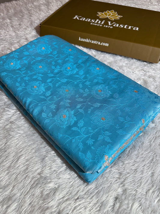 Sky blue premium Banarasi Mashru katan silk saree MK213