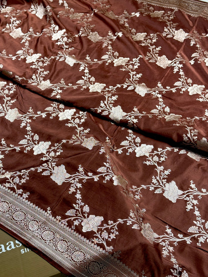 Brown color premium Banarasi Mashru katan silk saree MK240
