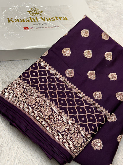 Purple Banarasi Mashru katan silk saree MK157