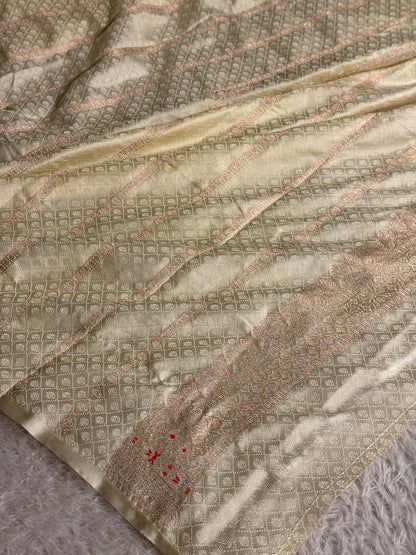 Black and cream colour premium Banarasi tilfi Mashru katan silk saree MK312