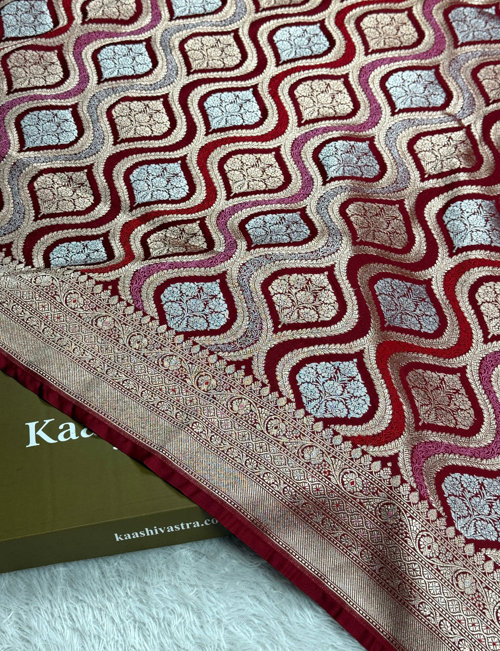 Maroon color premium Banarasi Mashru katan silk saree MK206