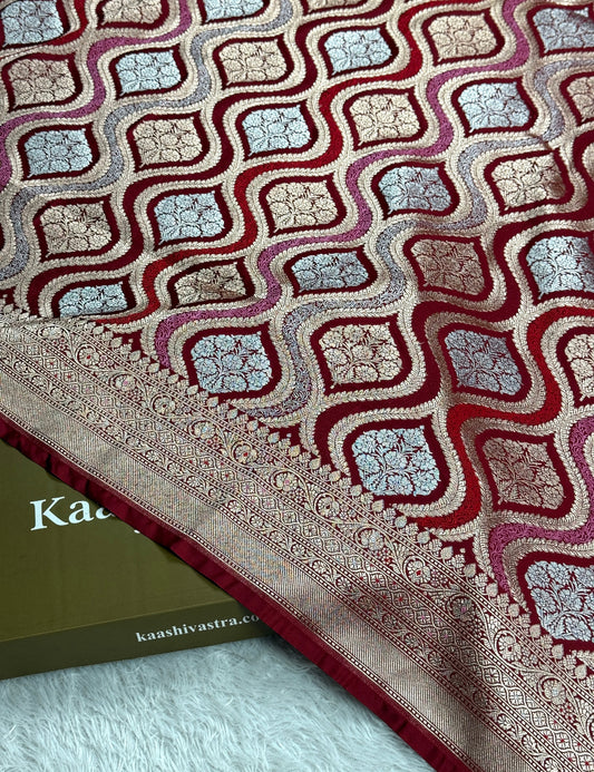 Maroon color premium Banarasi Mashru katan silk saree MK206