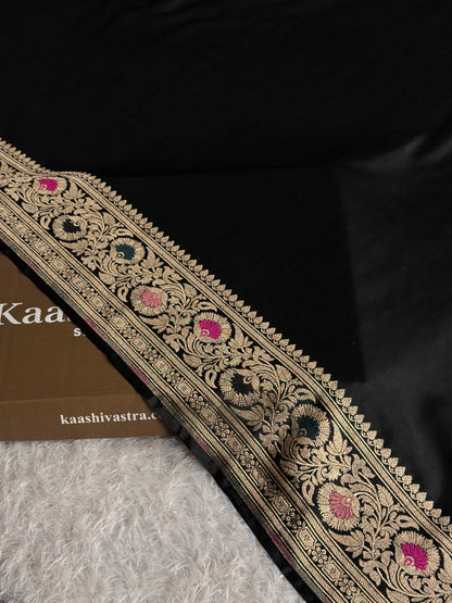 Black colour premium Banarasi Mashru katan silk saree MK321