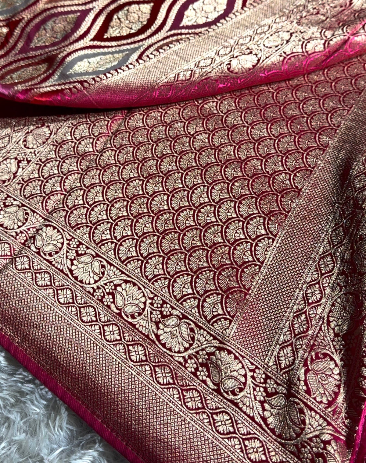 Banarasi pure soft satin pashmina silk saree