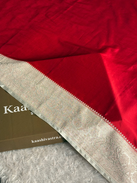 Maroon with off white colour premium Banarasi Mashru katan silk saree MK313
