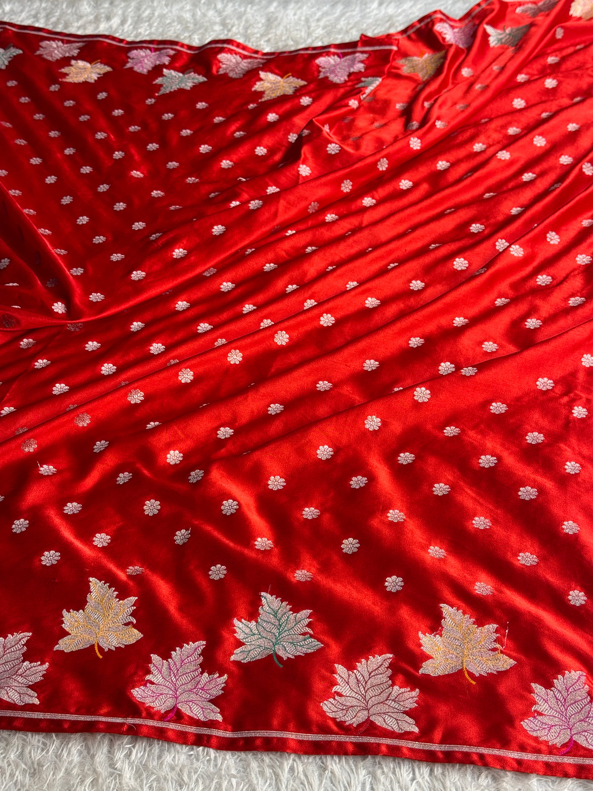 Red colour premium Banarasi Mashru katan silk saree MK337