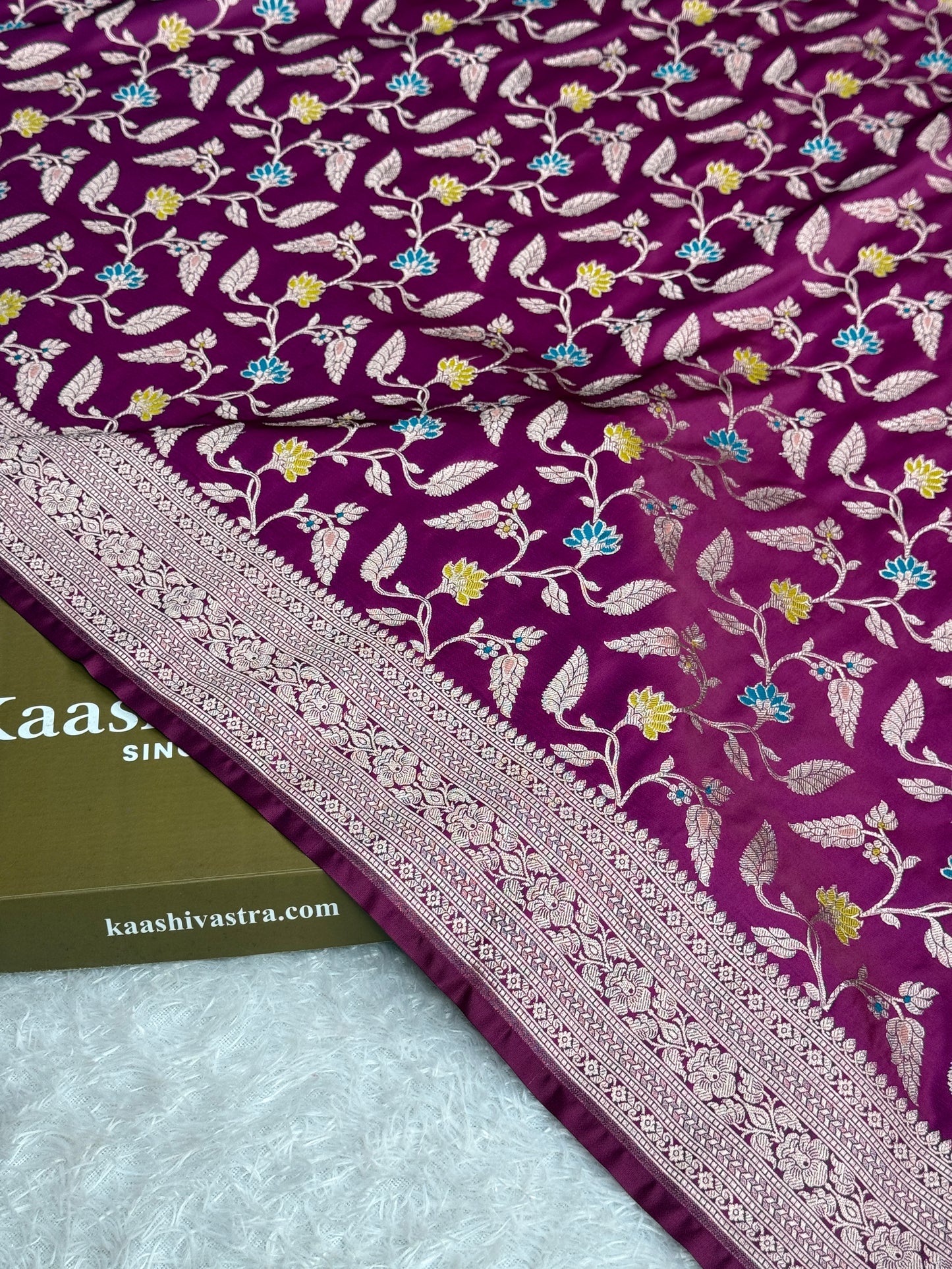 Majanta colour premium Banarasi tilfi Mashru katan silk saree MK318