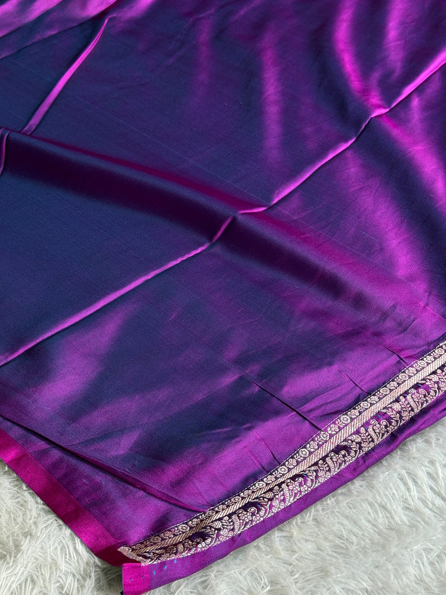 Dual shade purple colour premium Banarasi Mashru katan silk saree MK189