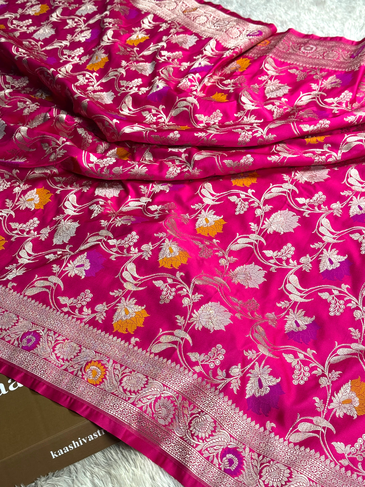 Hot pink premium Banarasi tilfi Mashru katan silk saree MK246