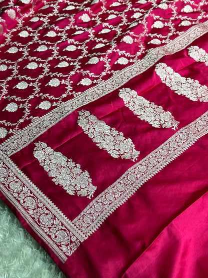Hot pink colour Premium Banarasi Mashru katan silk saree MK251