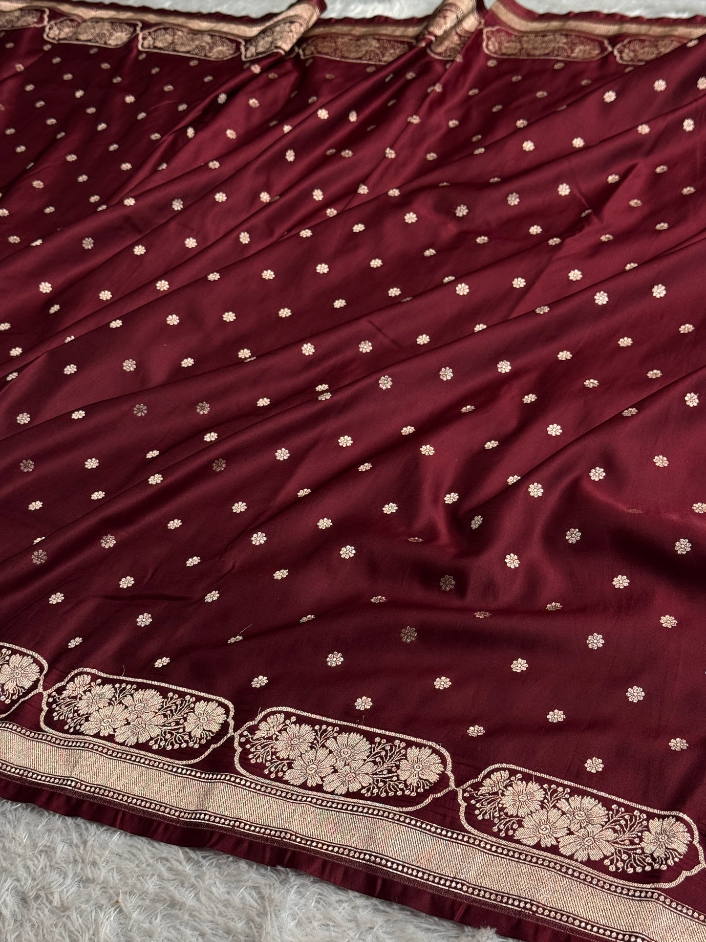 Brown colour premium Banarasi Mashru katan silk saree MK302