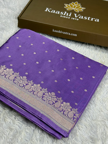 Lavender color premium Banarasi Mashru katan silk saree MK233