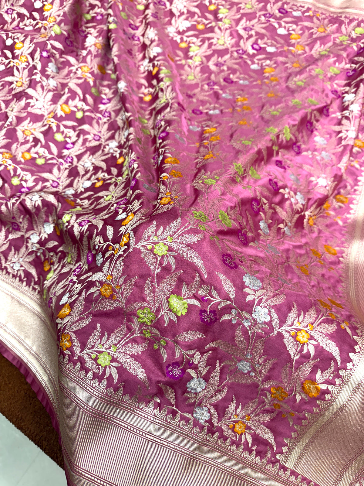 Onion pink premium Banarasi Mashru katan silk saree MK184