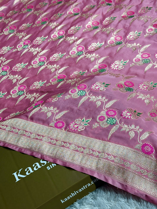 Pink color premium Banarasi tilfi Mashru katan silk saree MK188