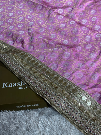 Pink color premium Banarasi georgette silk saree CR115