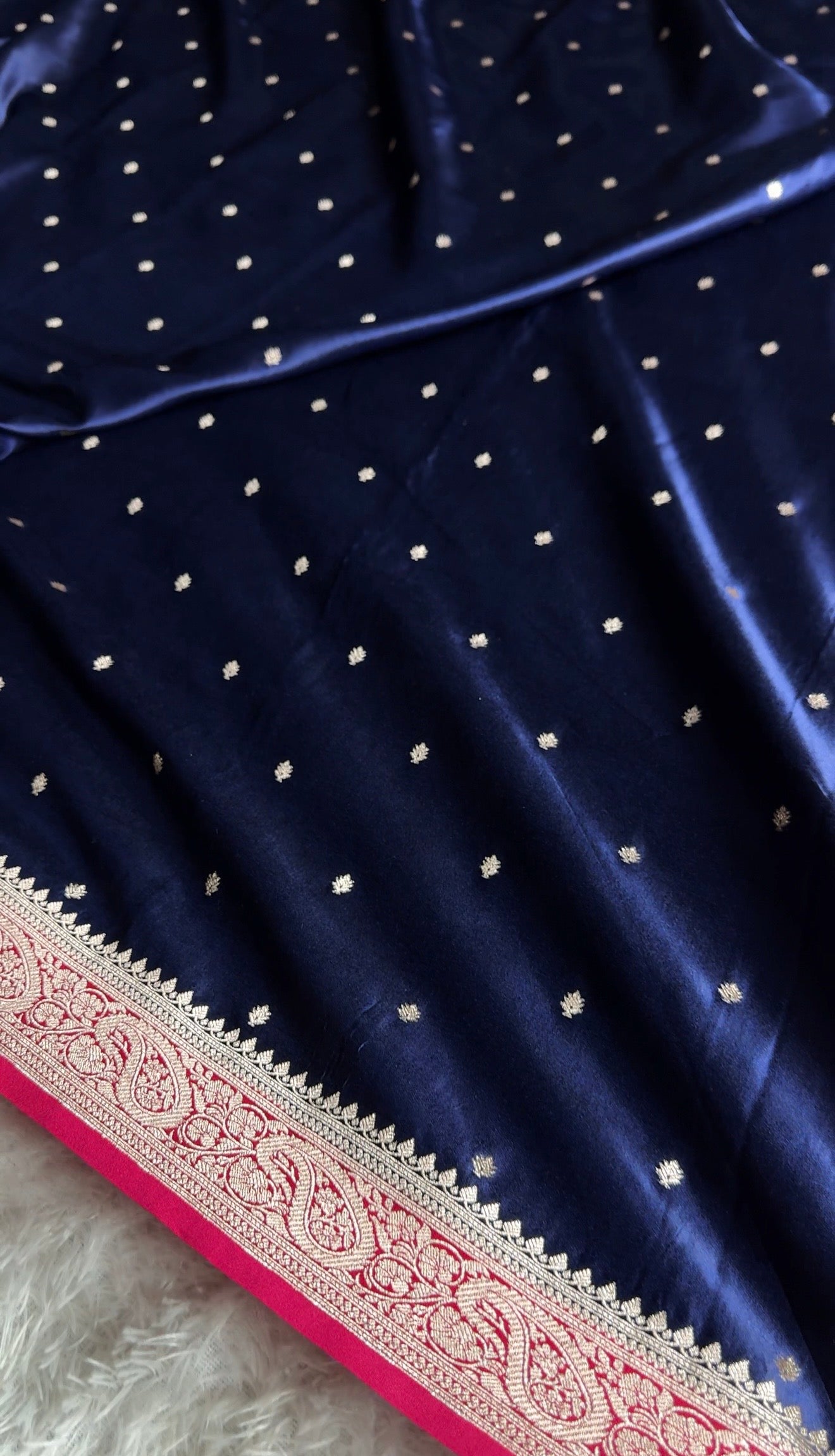 Navy with rani pink colour premium Banarasi Mashru katan silk saree MK287