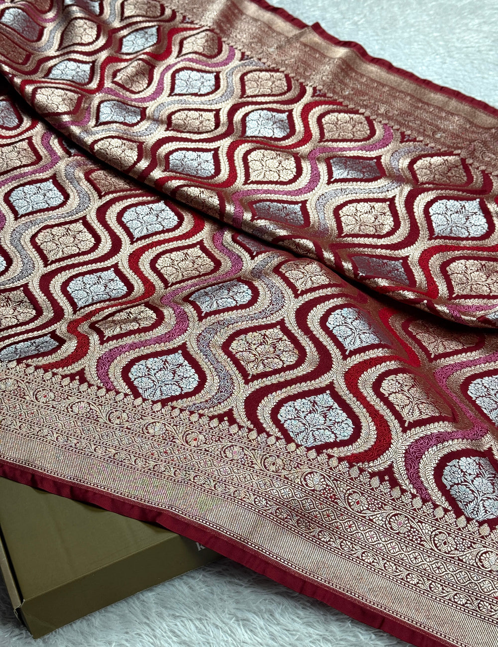 Maroon color premium Banarasi Mashru katan silk saree MK206