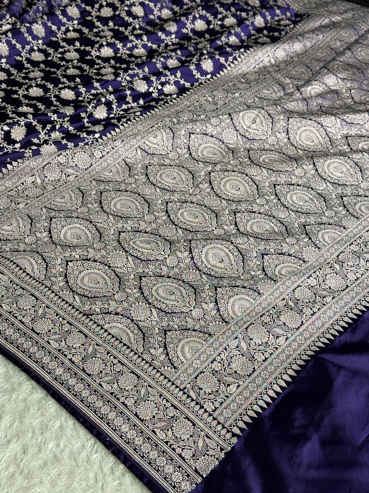Dark purple colour premium Banarasi Mashru silk saree MK328