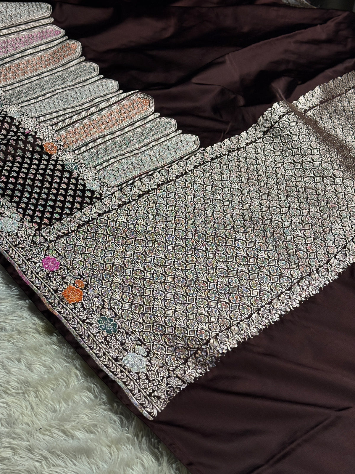 Coffee brown premium tilfi Mashru katan silk saree MK247