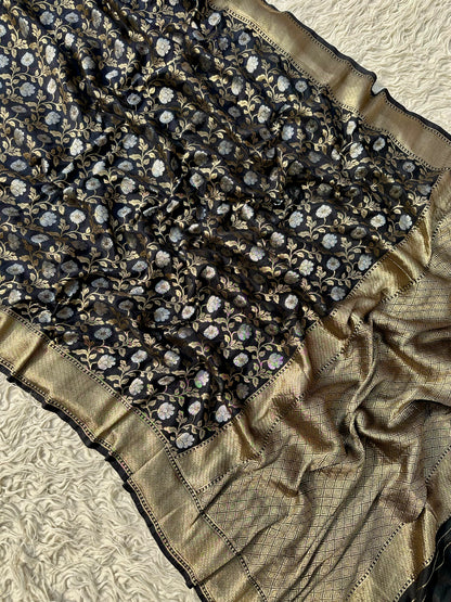 Banarasi crep georgette silk saree CR114