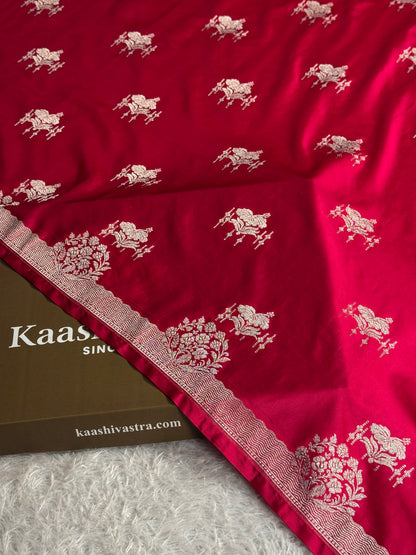 Hot pink colour premium Banarasi Mashru katan silk saree MK316