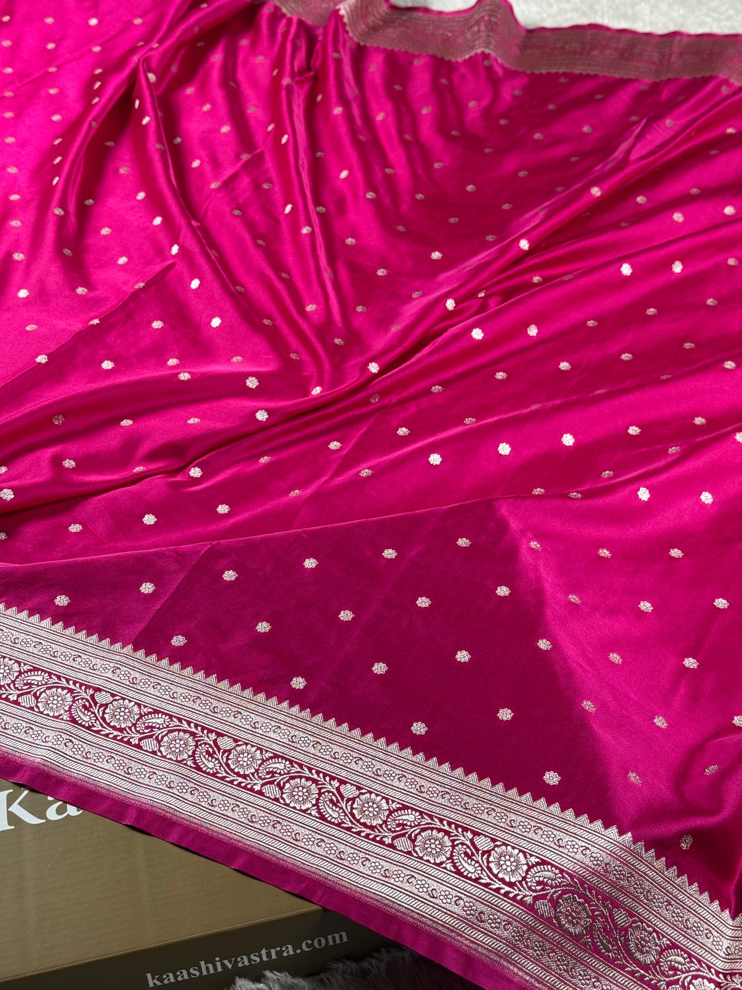 Rani pink premium Banarasi Mashru katan silk saree MK225