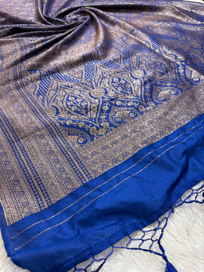 Royal blue Banarasi brocade katan silk saree BB101