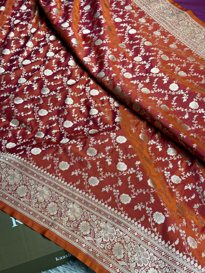 METALLIC ORANGE PREMIUM BANARASI MASHRU KATAN SILK SAREE MK265
