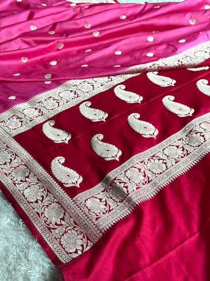 Pink premium Banarasi Mashru katan silk saree MK197