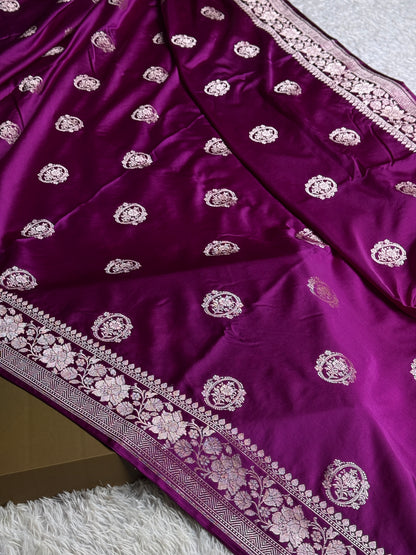 Purple color premium Banarasi Mashru katan silk saree MK251