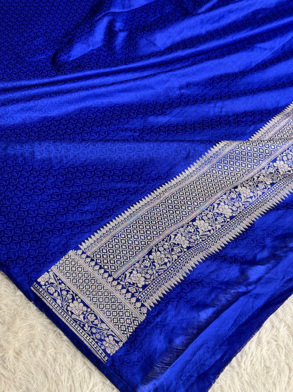 Royal blue colour premium Banarasi Mashru katan silk saree MK310