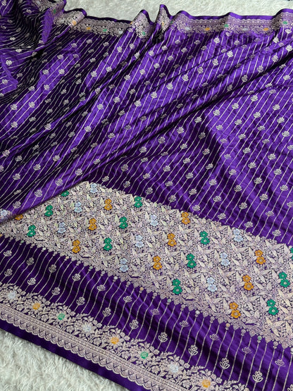 Purple colour premium Banarasi tilfi Mashru katan silk saree MK292
