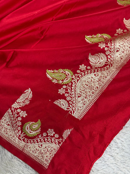 Red color premium Banarasi tilfi Mashru katan silk saree MK266