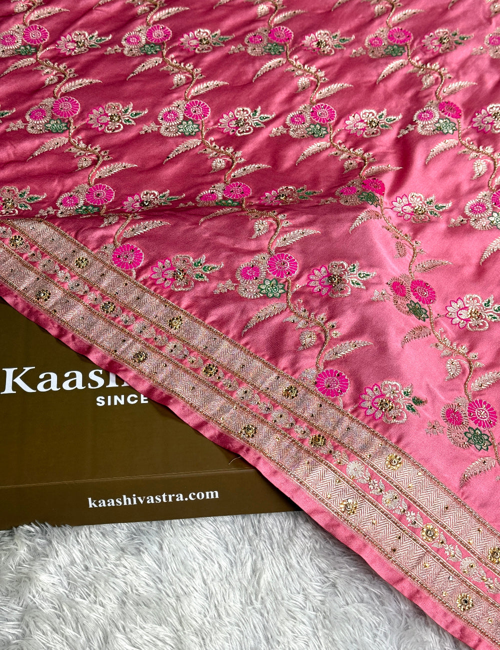 Pink color bridal premium Banarasi Mashru katan silk saree BK101