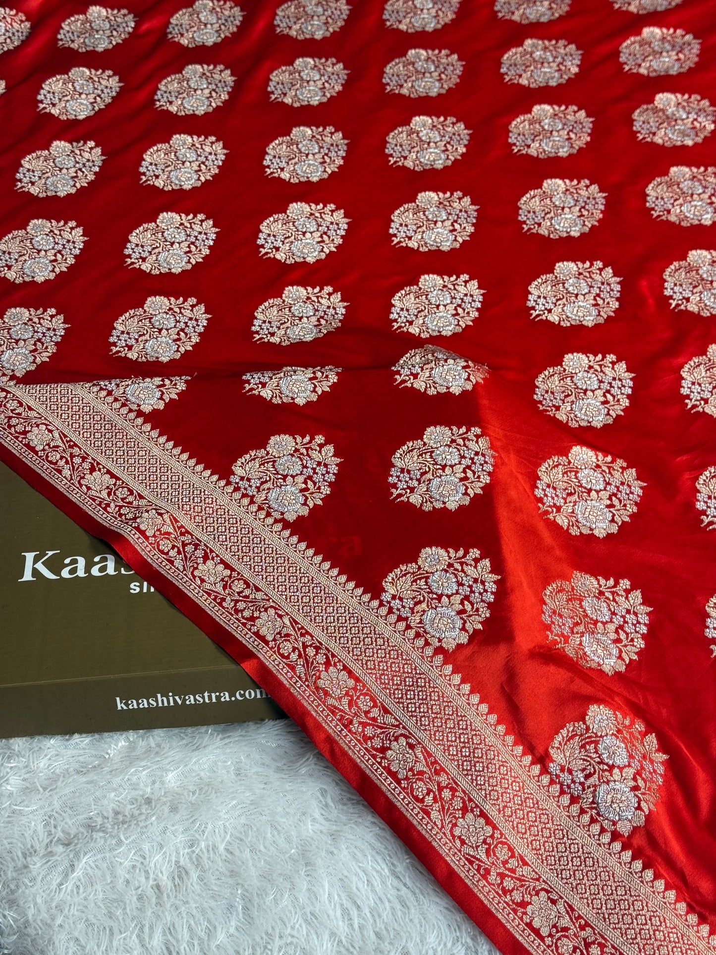 Red colour premium Banarasi Mashru katan silk saree MK310