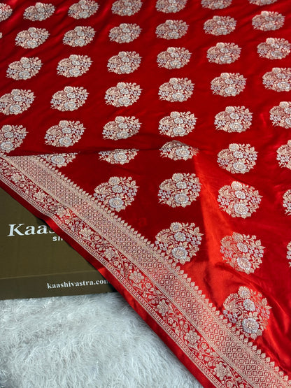 Red colour premium Banarasi Mashru katan silk saree MK310