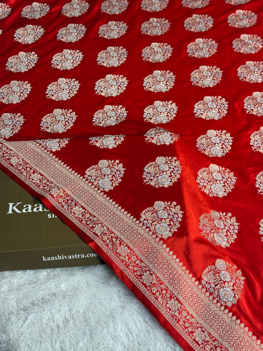 Red colour premium Banarasi Mashru katan silk saree MK310