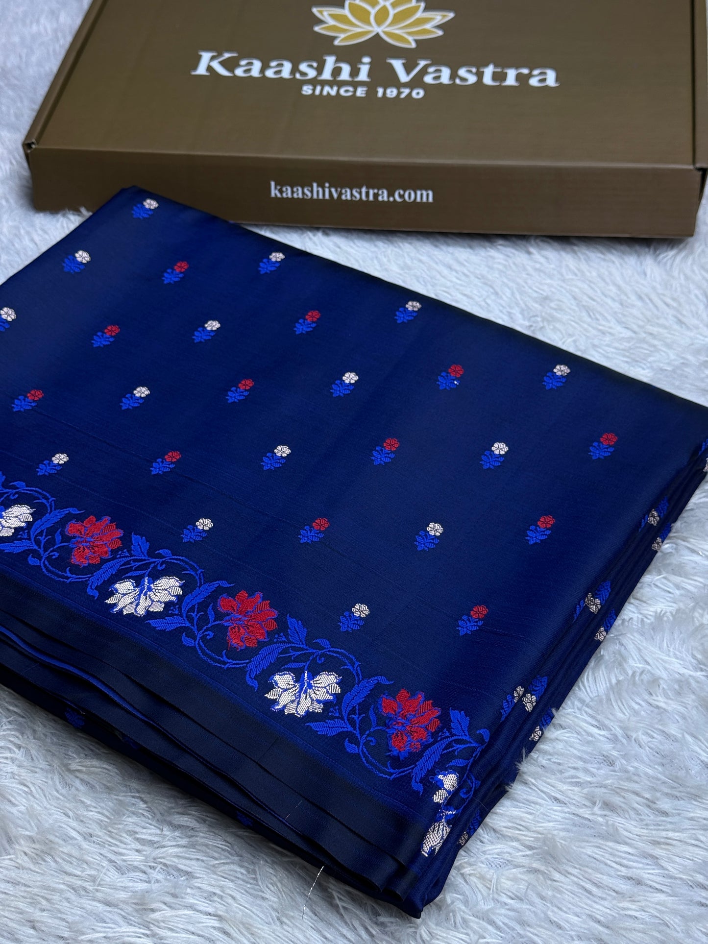 Navy blue premium Banarasi tilfi Mashru katan silk saree MK237