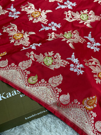 Red color premium Banarasi tilfi Mashru katan silk saree MK266